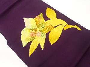 塩瀬花に葉模様名古屋帯
